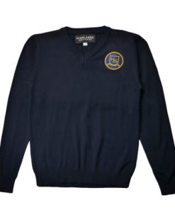Navy V-Neck Sweater with HLS Crest